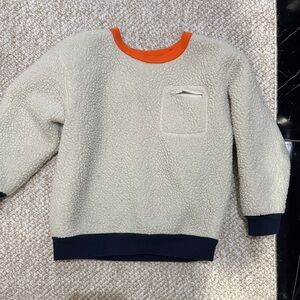 Cozy Cream Sherpa Sweatshirt with Orange Trim